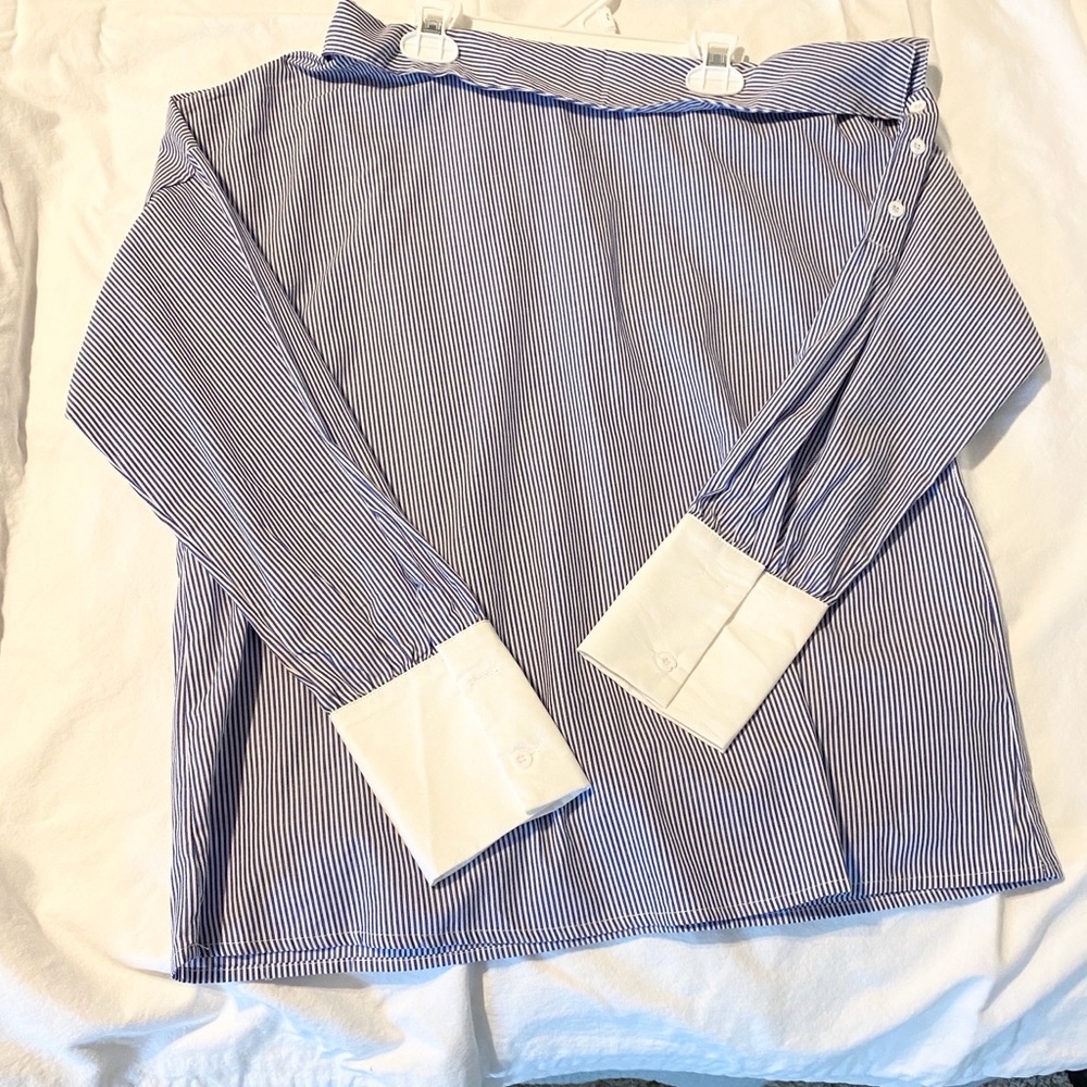 One shoulder pinstriped top